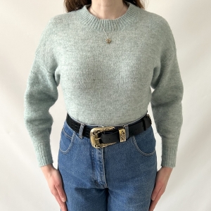 wełna + alpaka miętowy sweter CUBUS 