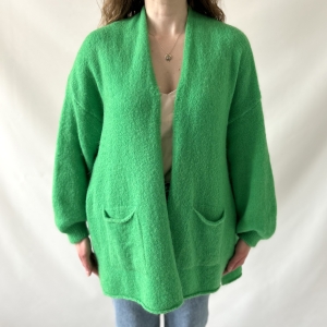 zielony włoski kardigan moher + wełna
