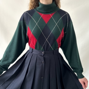 Pringle of Scotland 100% wełna jagnięca golf butelkowa zieleń w romby