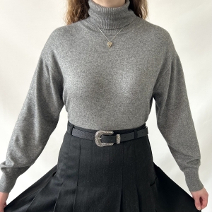 szary golf jedwab + kaszmir