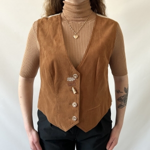  karmelowa haftowana kamizelka cottagecore