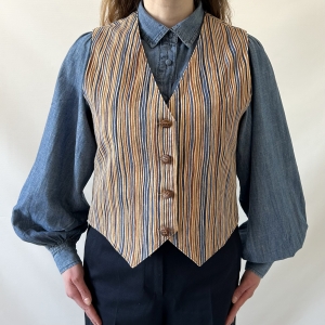 vintage kamizelka w paski bawełna