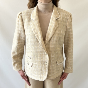 wełniana beżowa marynarka chanelka DELMOD