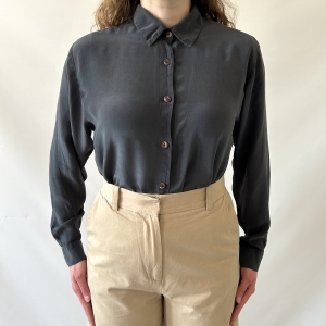 100% jedwab szara koszula motyle i kwiat