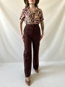 brązowe spodnie wiskoza szeroka nogawka