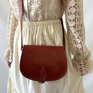 100% skóra naturalna torebka lata 70 w rdzawym kolorze