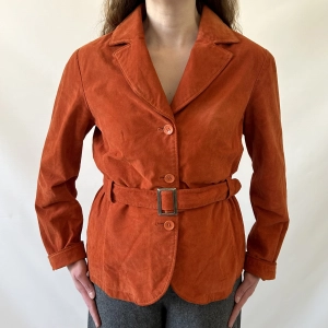 100% skóra naturalna ruda zamszowa kurtka 