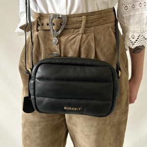 100% skóra naturalna BURKELY czarna torebka pillow