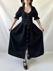 czarna sukienka gorsetowa len + wiskoza