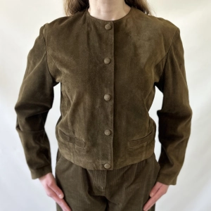 100% skóra naturalna kurtka khaki zamsz