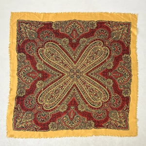 100% jedwab musztardowa apaszka paisley 