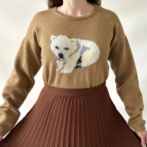 Peter Jensen TOPSHOP sweter z niedźwiedziem polar jumper