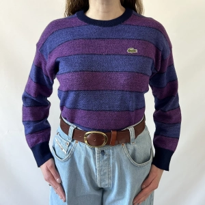 LACOSTE fioletowy wełniany vintage sweter